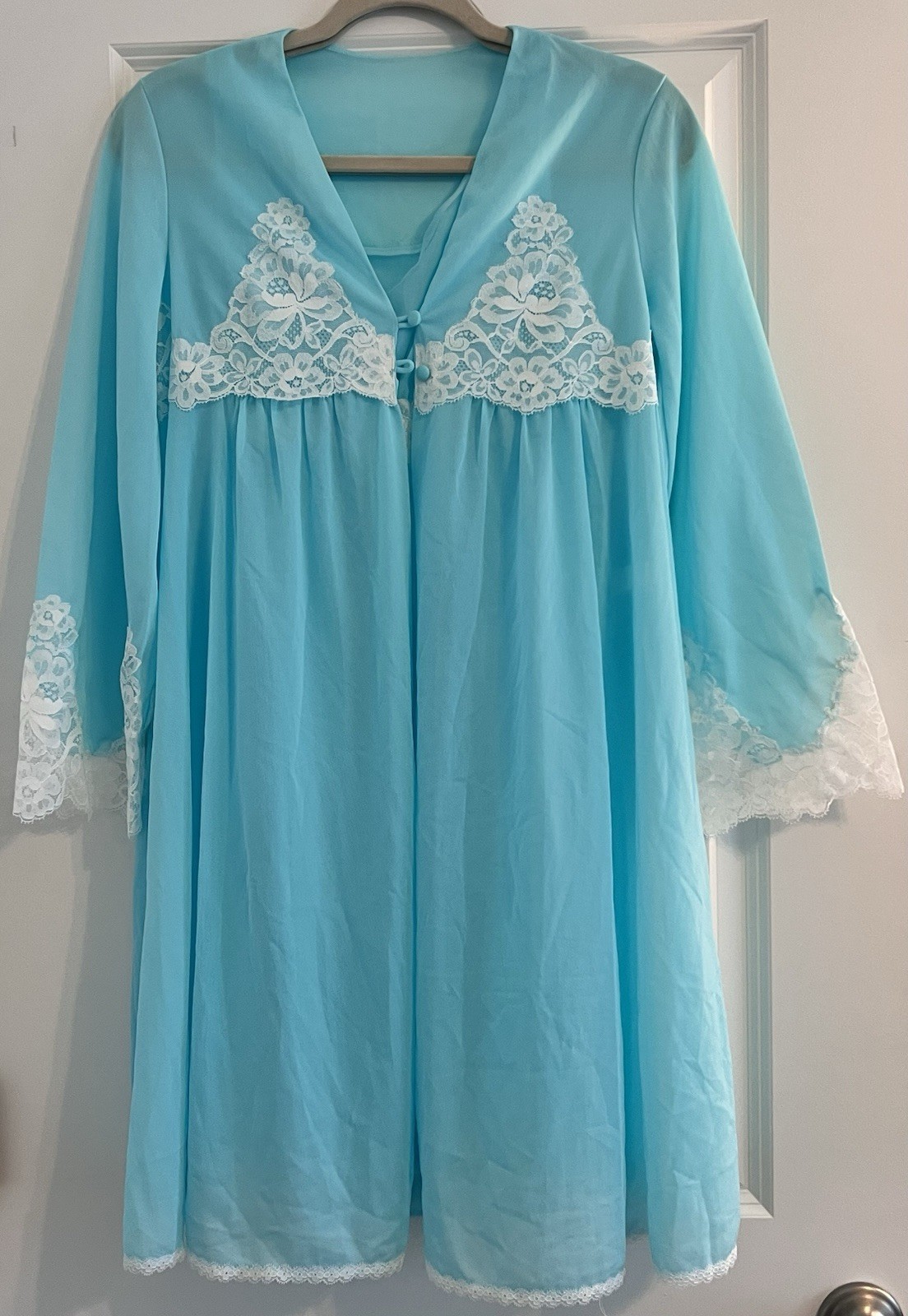 Vtg/1960s Gaymode Penneys Aqua/2231 Nylon Peignoir 2-Pc Nightgown/Robe Set