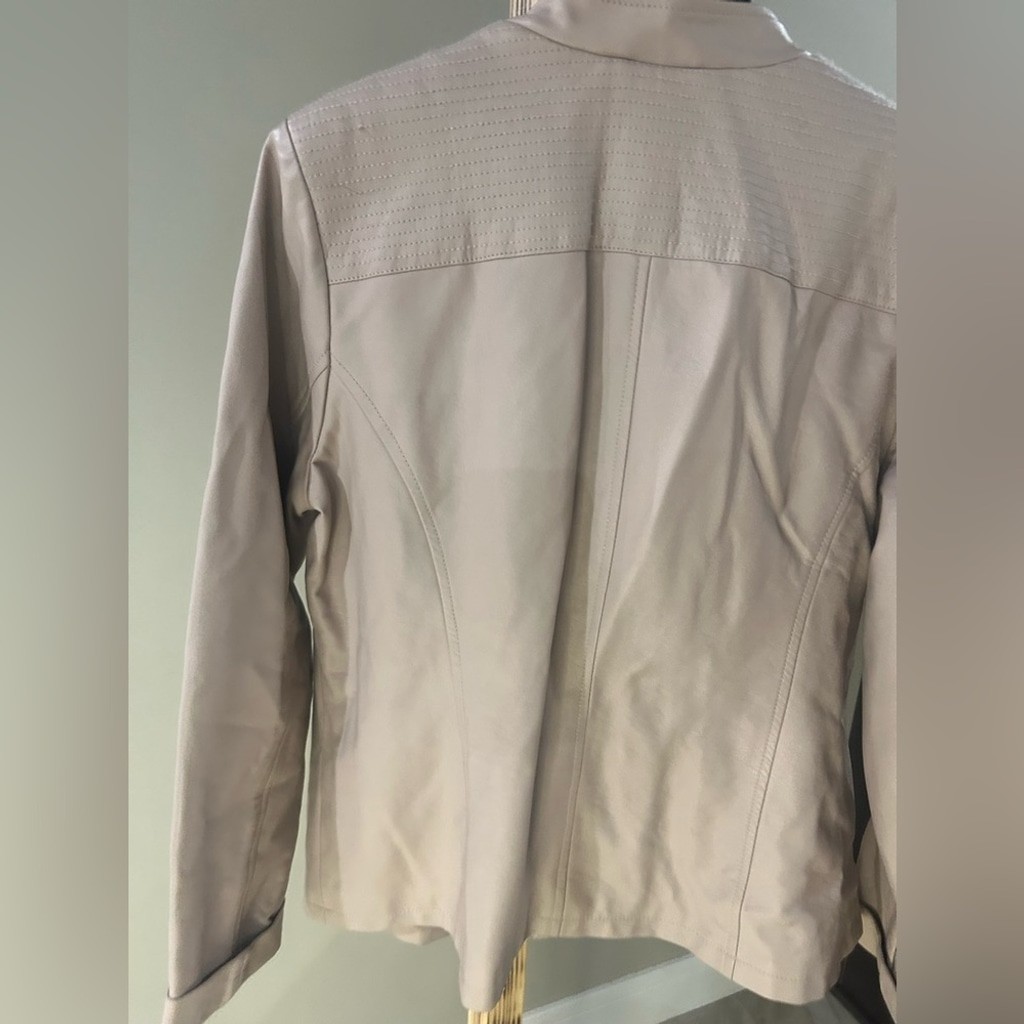 Dennis Basso Vintage Blush Pink Leather Zip Up Jacket Women’s Large