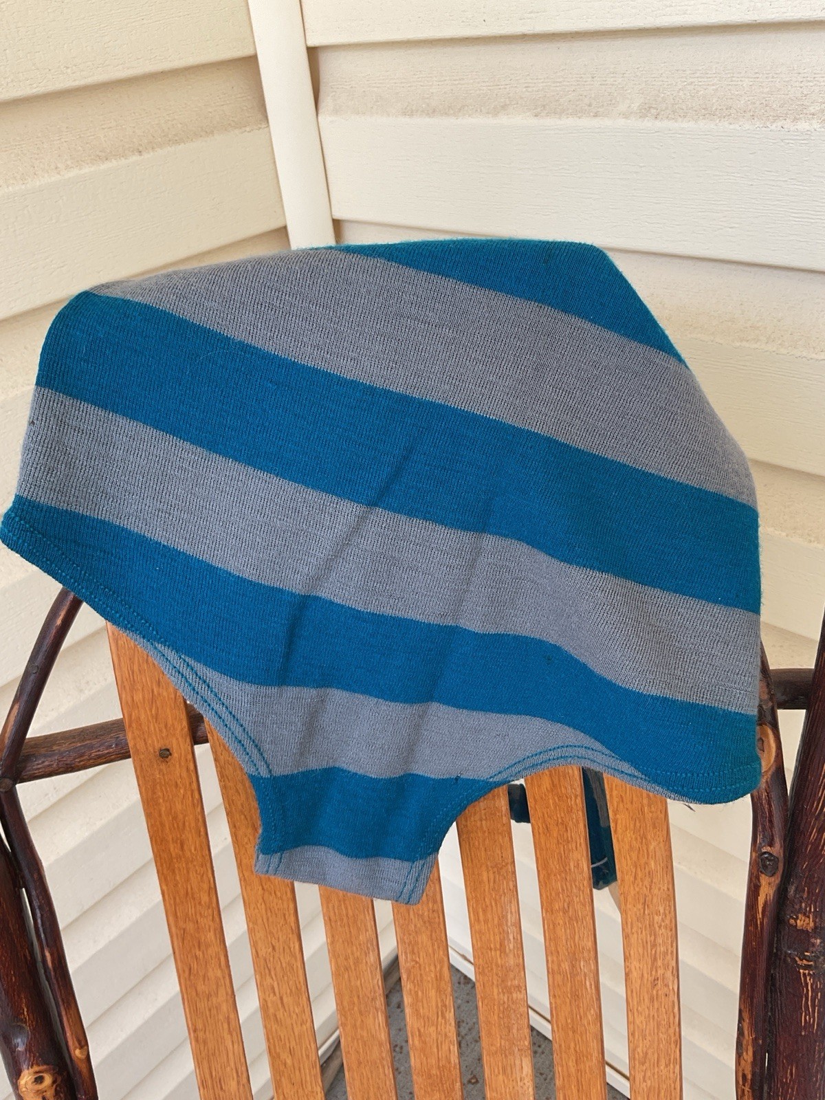VTG 1920’s Wool Bathing Suit Art Deco Turquoise/grey Stripes Unisex ?