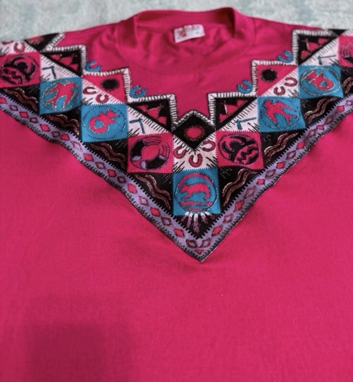 Vintage Sunbelt Native American Western T-Shirt XL Paint Fabric Southwestern Top
