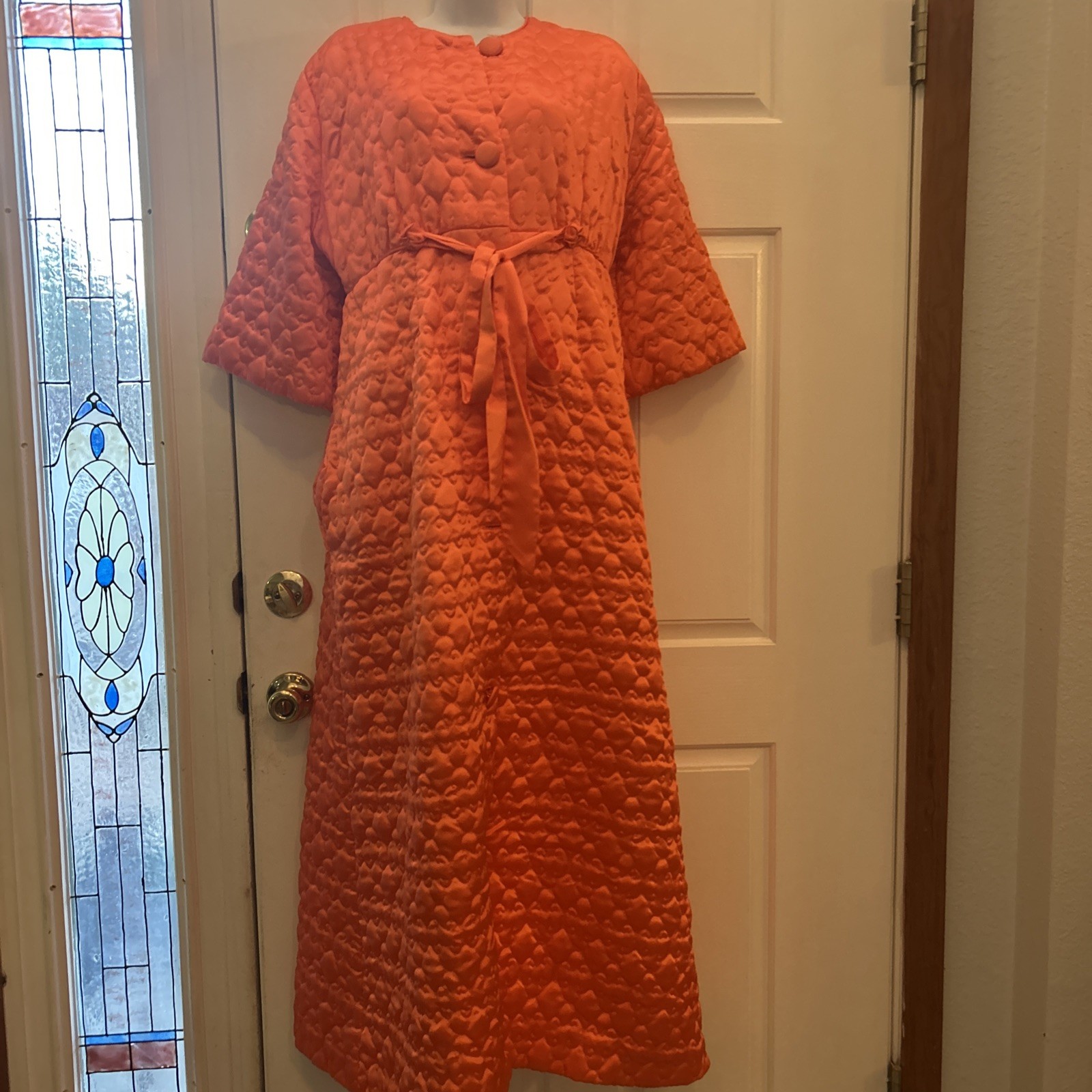Vintage Ro-vel Of California House Coat Quilted Satin Glamour Vibrant Sz L Read