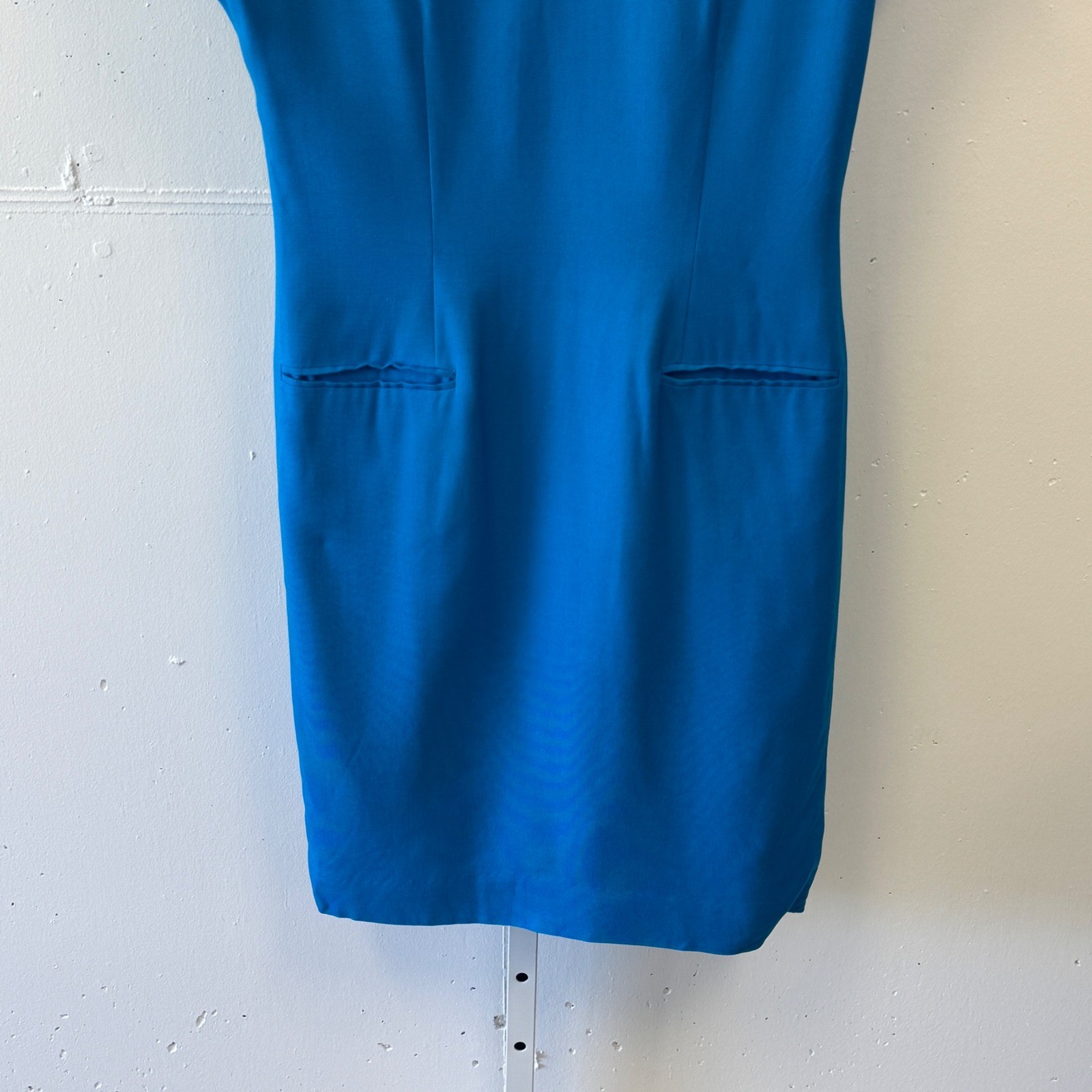 Vintage Jones New York Knee Length Dress Blue Cap Sleeve Sheath Career Size 8