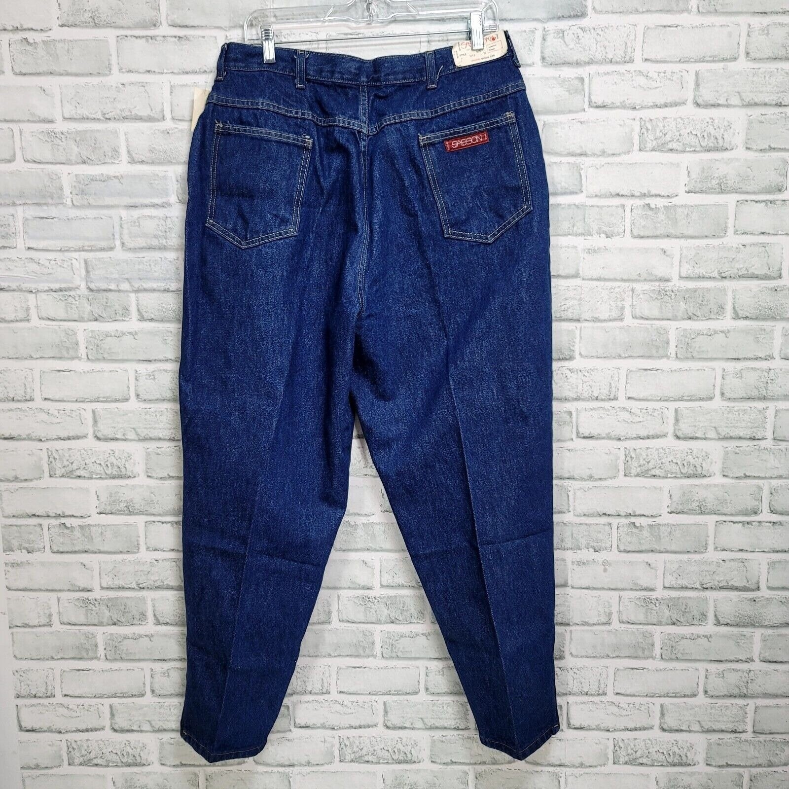 Vintage Sasson High Waisted Tapered Ankle Zip Jeans Dark Wash Denim Size 36 NOS