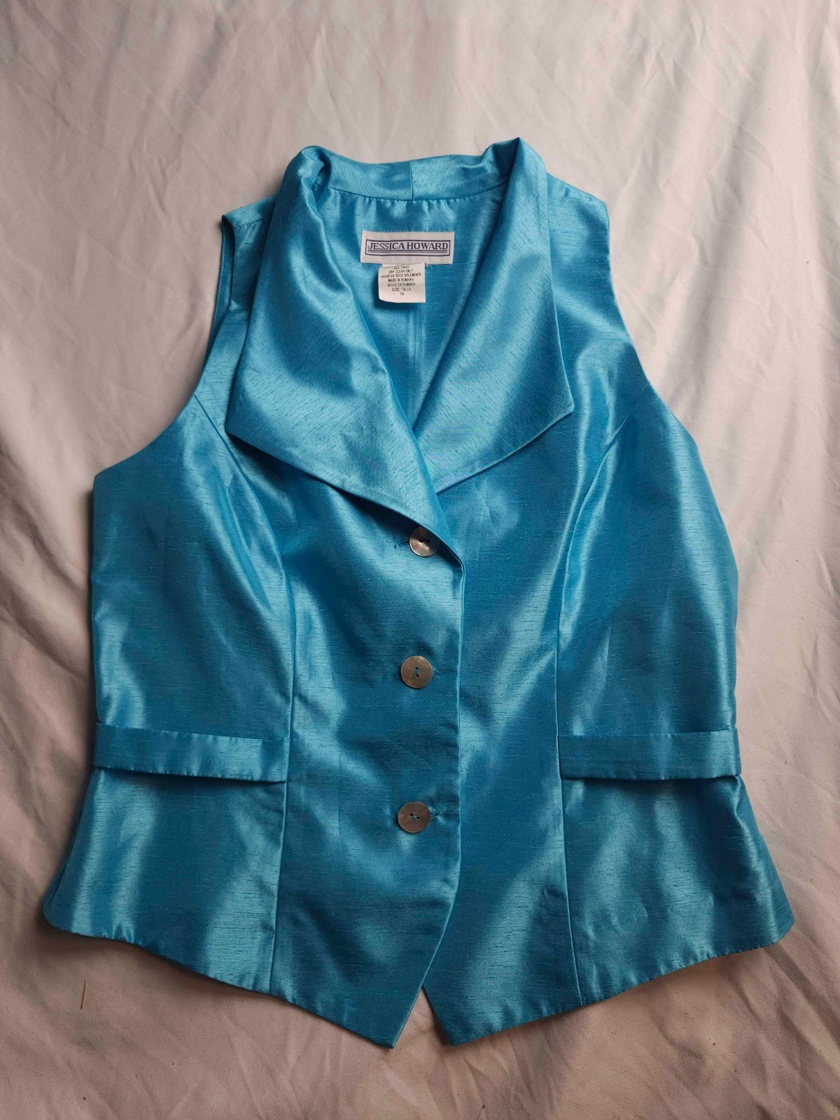 Vintage 90s Jessica Howard Vest Power Dressing Womens Size 14 Blue Collared