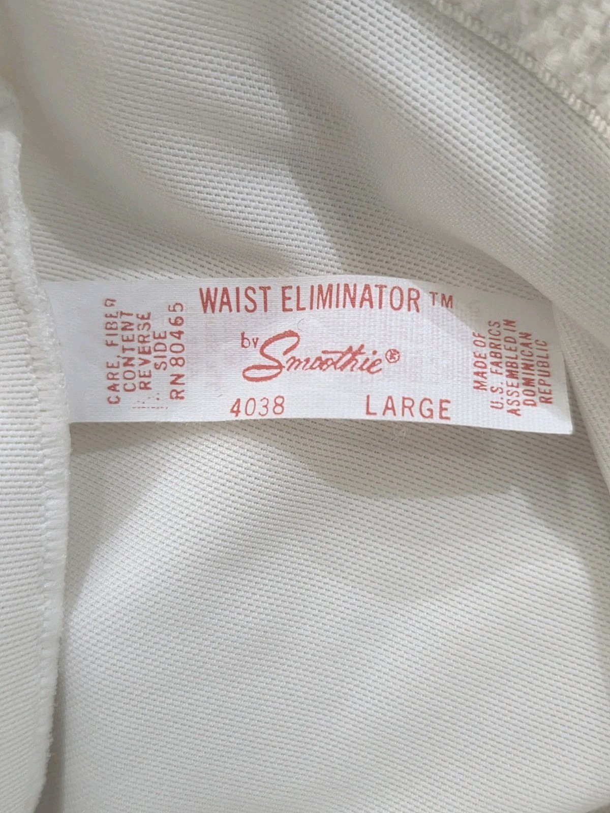 SMOOTHIE WAIST ELIMINATOR White Girdle style 4038 leg grip shapewear Large USA