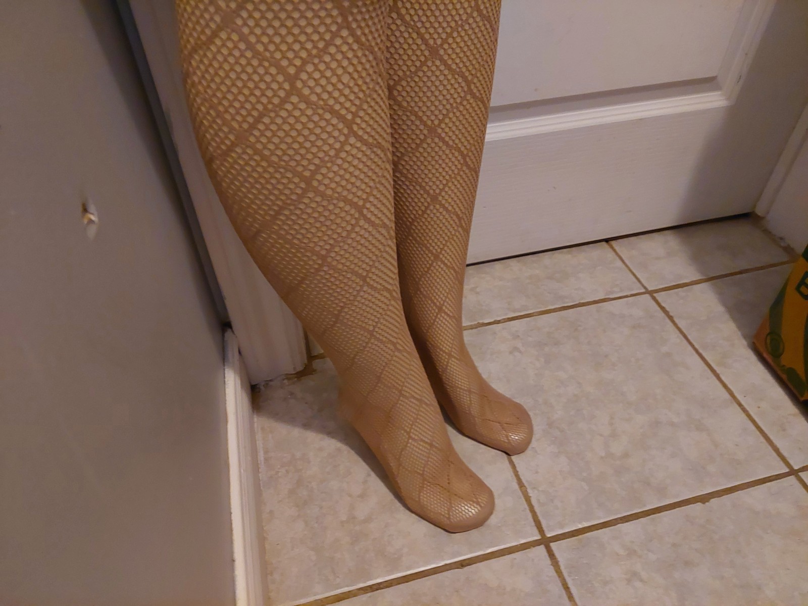 Vintage Pantyhose Rare All Sheer Fishnet Secret Color Nude Size B-C
