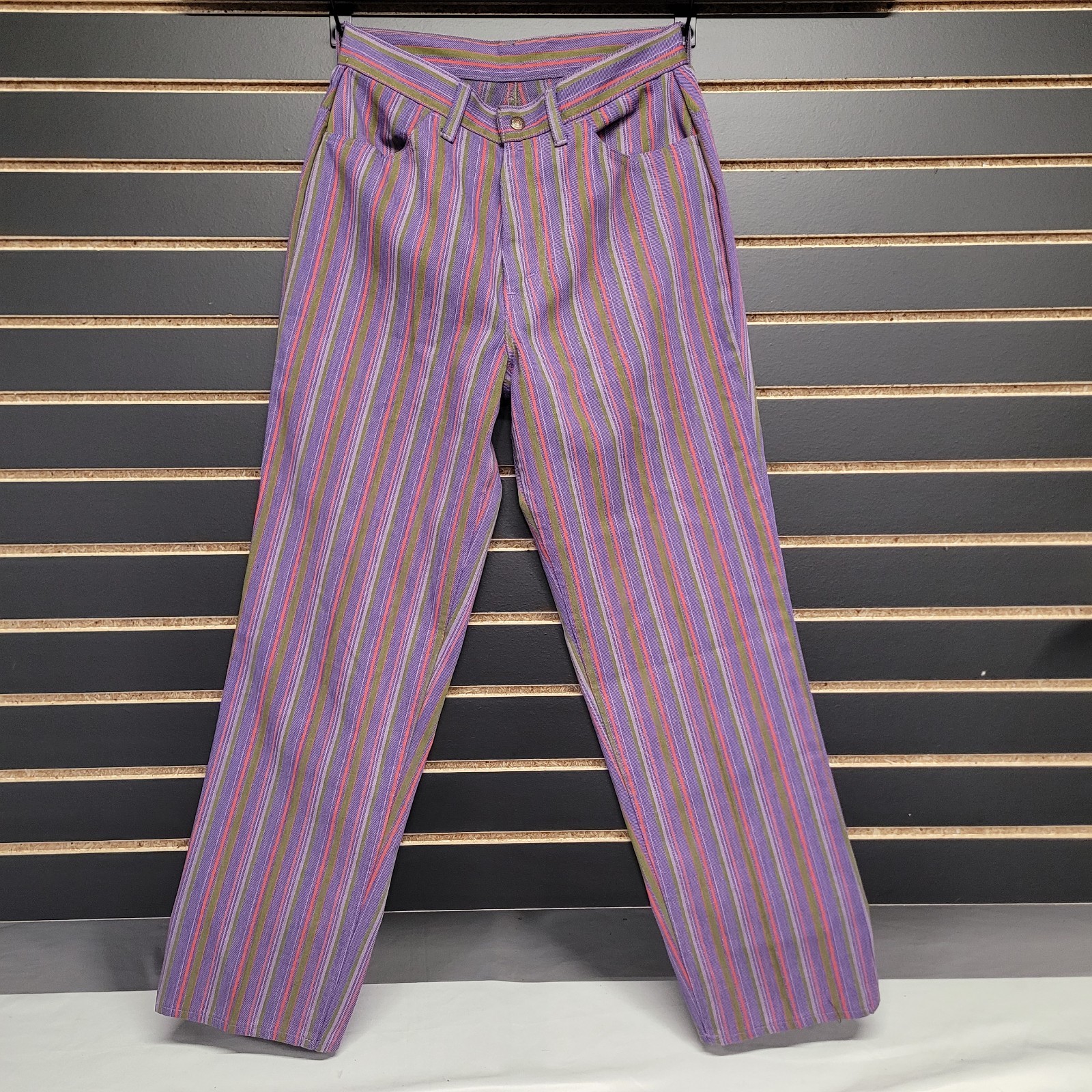 Vintage Levis For Gals Sta-Prest Pants Striped 70s Snap Button 26X32 Rare