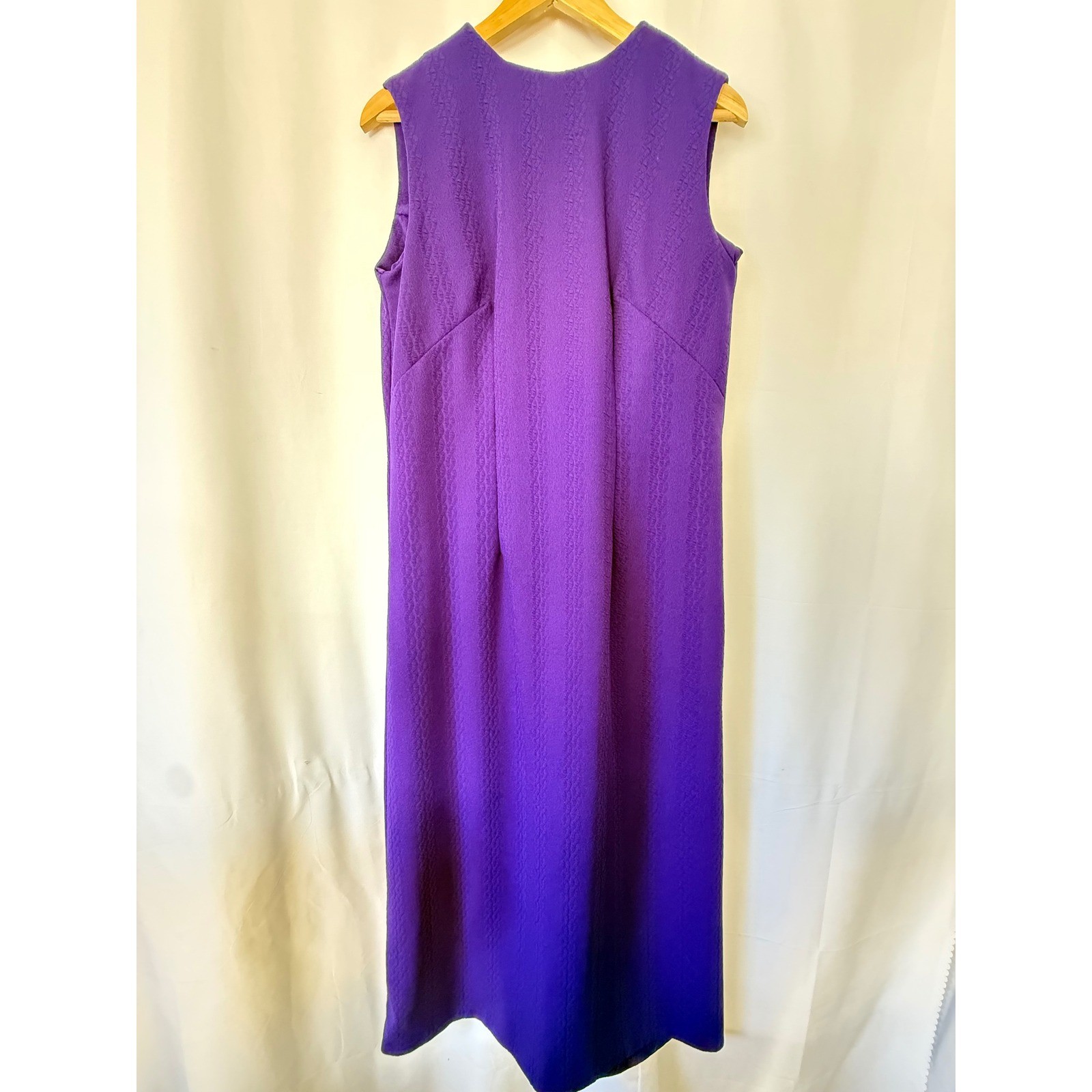 VTG Purple Textured Sleeveless Maxi Dress Jewel Neck Column Gown Homemade