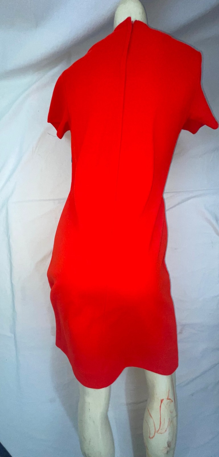 VTG 60S 70S WOMENS S RED BLUE STRIPE ACRYLIC DISCO RETRO GOGO MOD DRESS