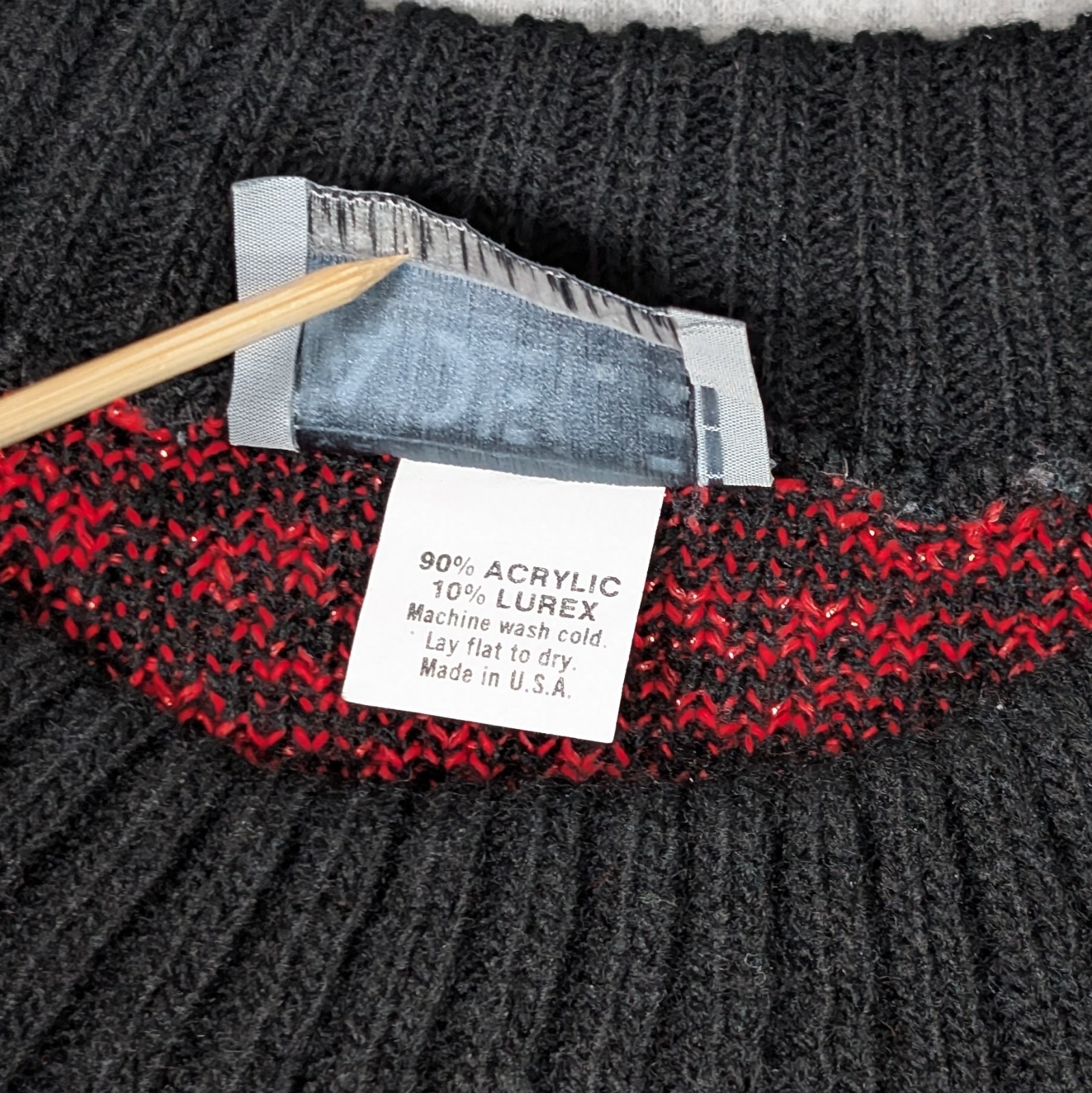 Vintage 80s 90s Adele Knitwear Sweater Roses & Hearts Black Red Shoulder Pads