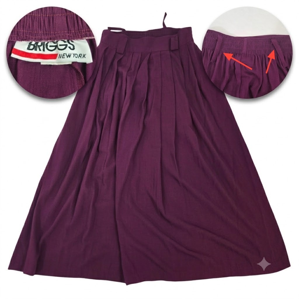 Vintage 80s Briggs New York Culottes Pants Skirt Womens 4 Purple Split Pleated