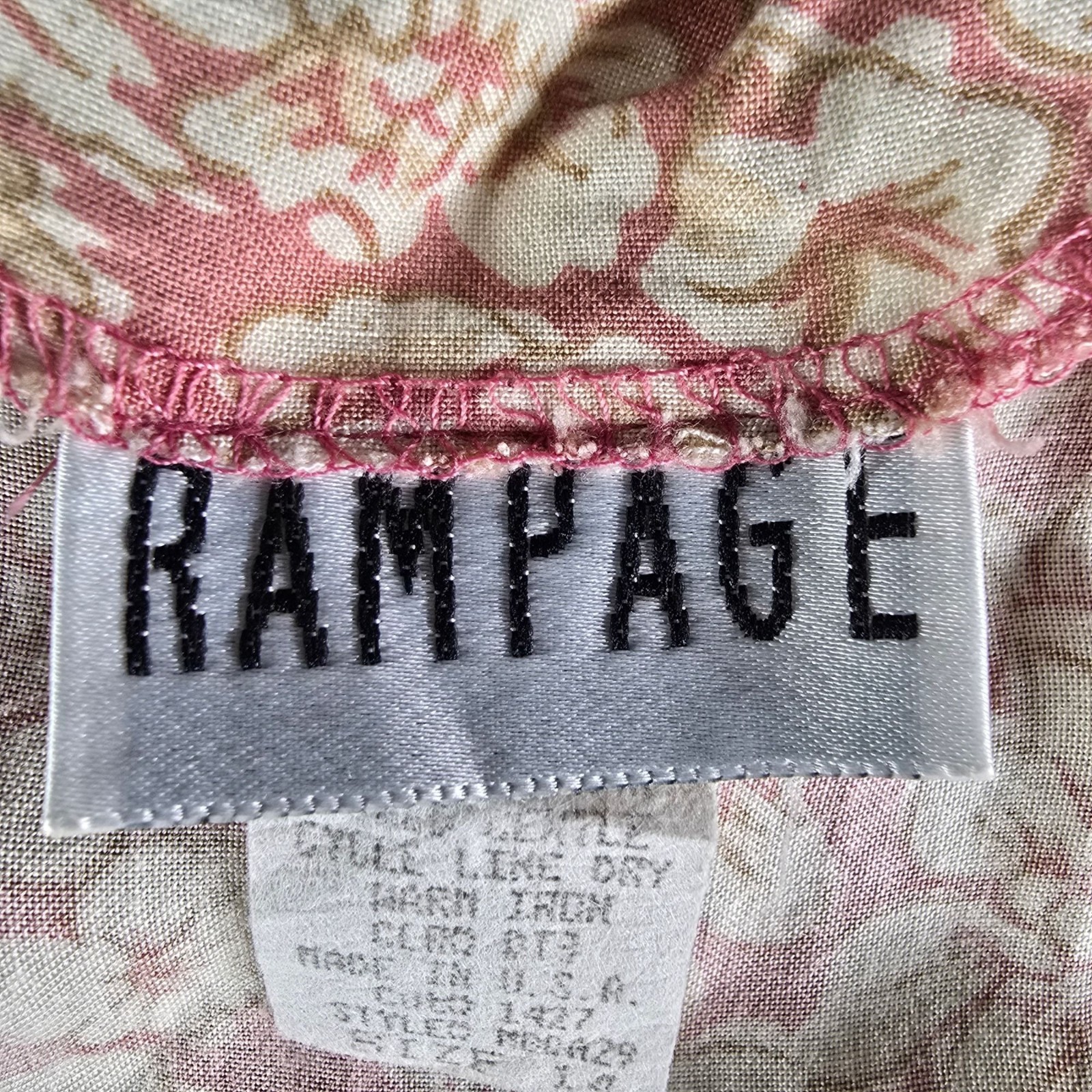 Vintage 1990s Rampage Pink Floral Rayon Button-Front A-Line Midi Dress (S)