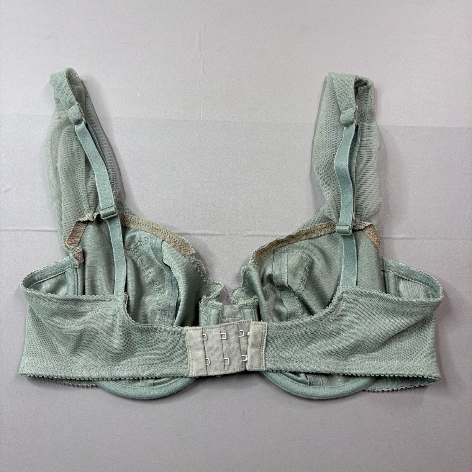 Vintage Victoria’s Secret Bra 34C Green Mesh Overlay Straps Sissy Underwire 1901