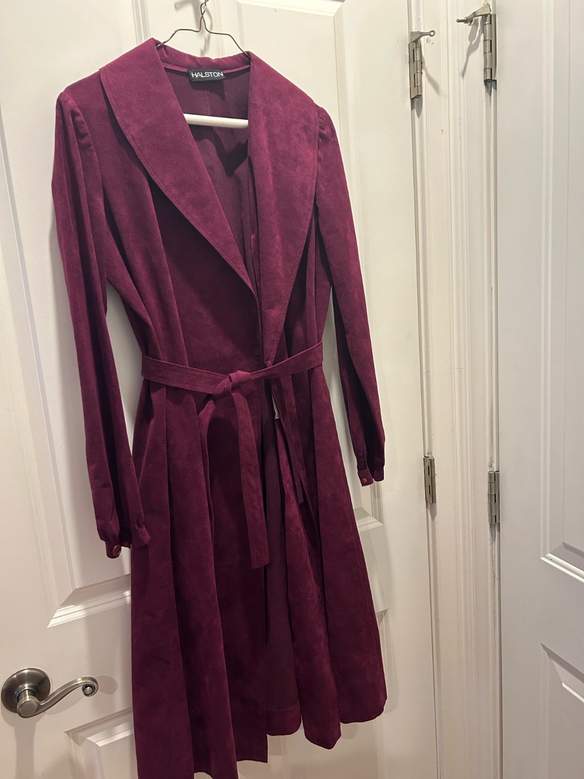Vintage Designer Woman’s Deep rich Burgundy/ Purple/ Long Ultra-Suede Halston Co