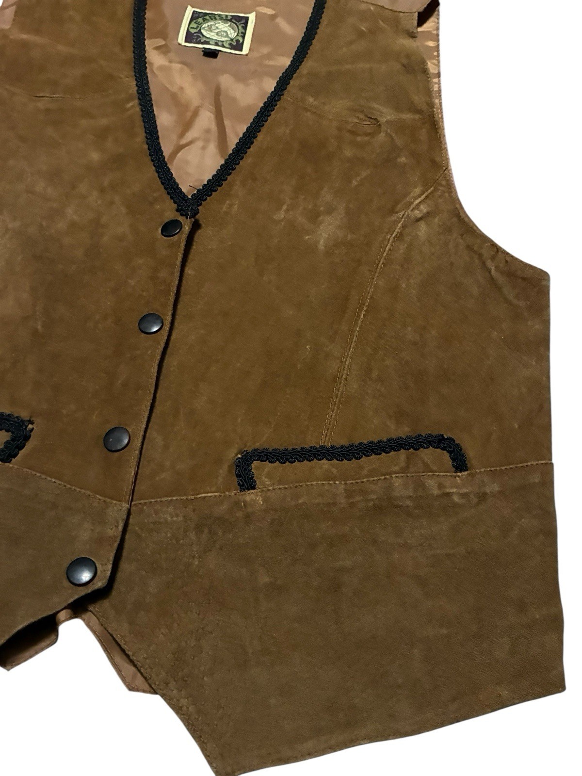 Learsi Vintage Brown Leather Vest, Size medium