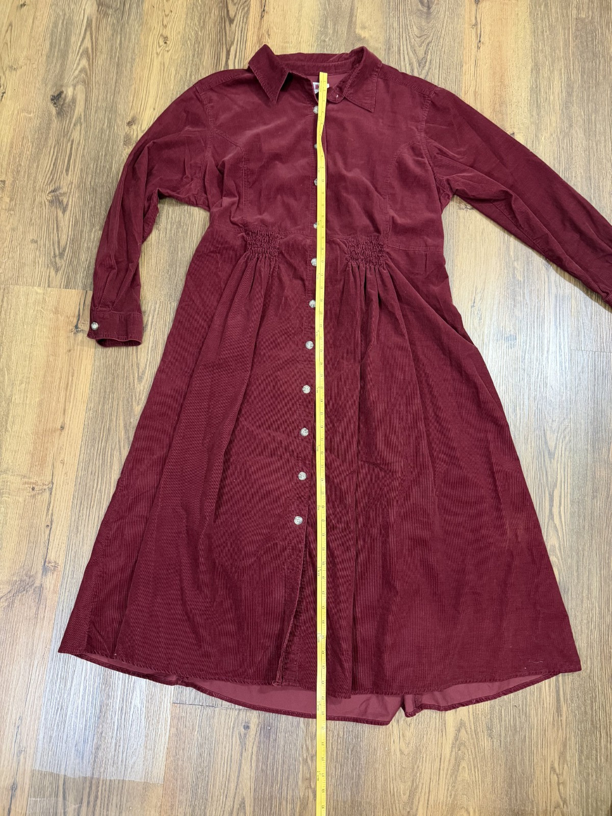 Vintage FADS Corduroy Midi Shirt Dress Modest Cottagecore Burgundy 18W