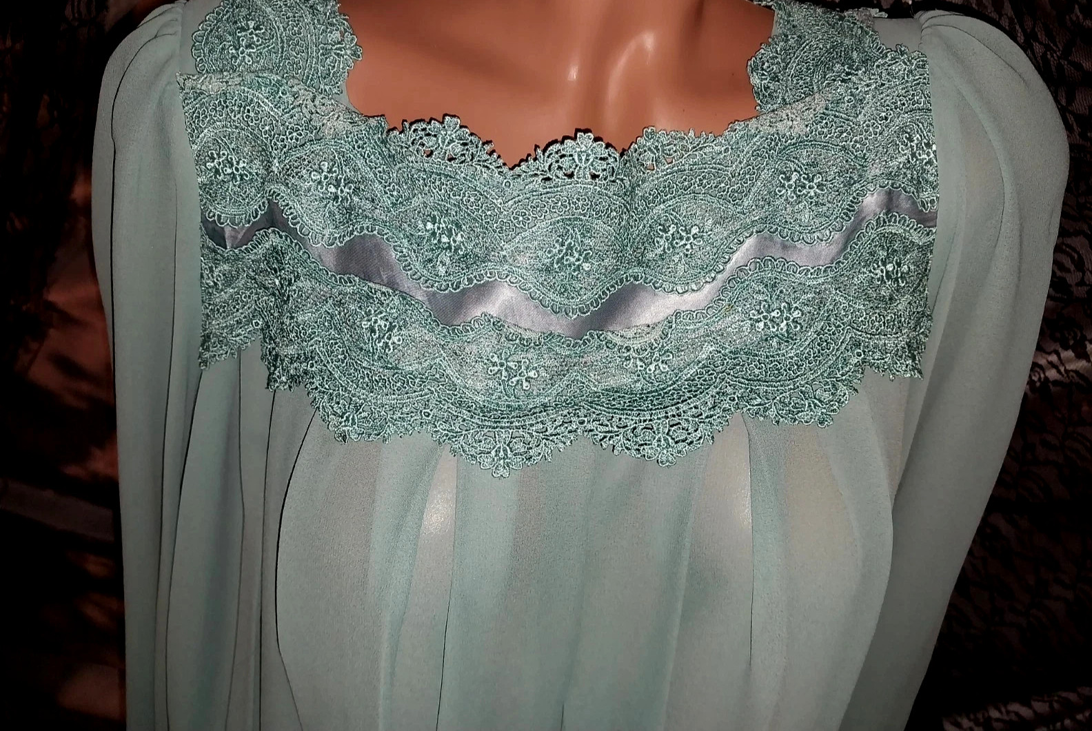 VTG Chez Ethel Cain Esque Pleats Opaque PleatS Grunge Babydoll Flare Embrd Dress