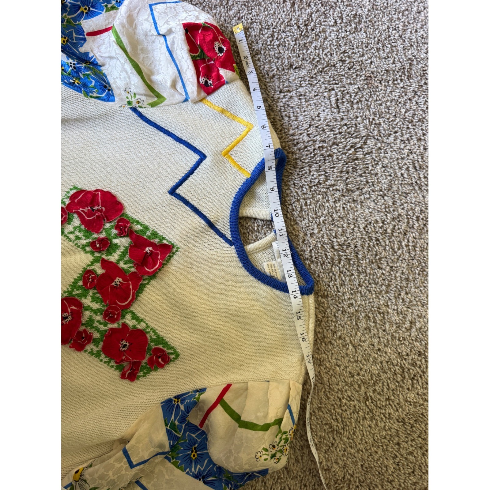 Vintage 3pc Silk Skirt Sweater Scarf Set Floral Whimsical 80s Grandmacore