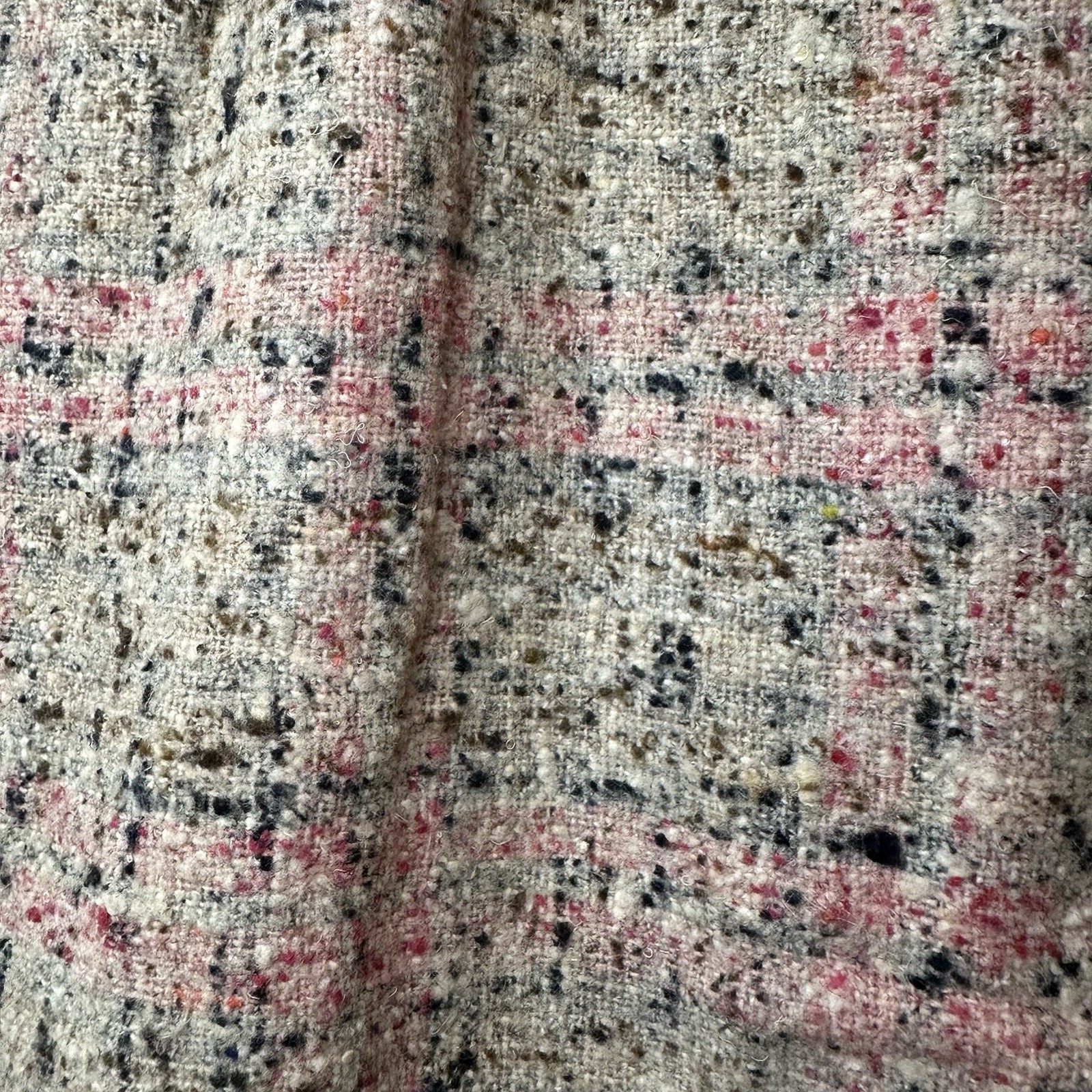 Vintage Tweed Wool Pencil Skirt Multicolor Pink Black Ladies Garment Union Label