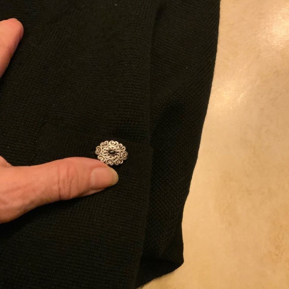 Vintage Talbots Black 100% Merino Wool Cardigan with Button Details