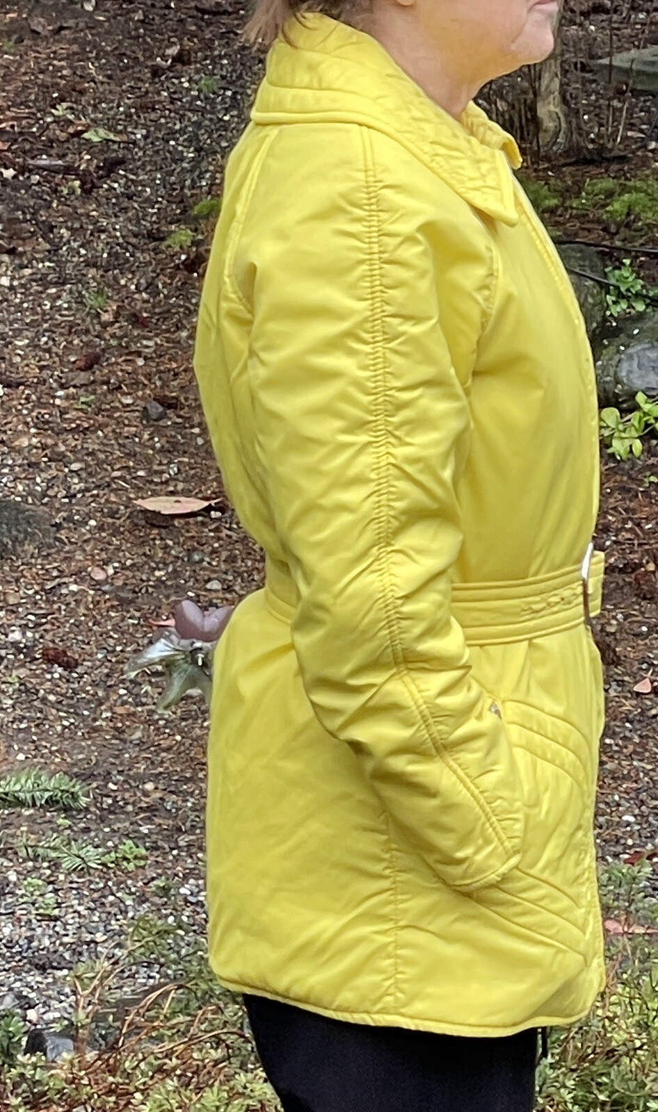 Vintage Roffe Belted Ski Jacket Coat Women’s Medium Small Bright Yellow Hip Mod
