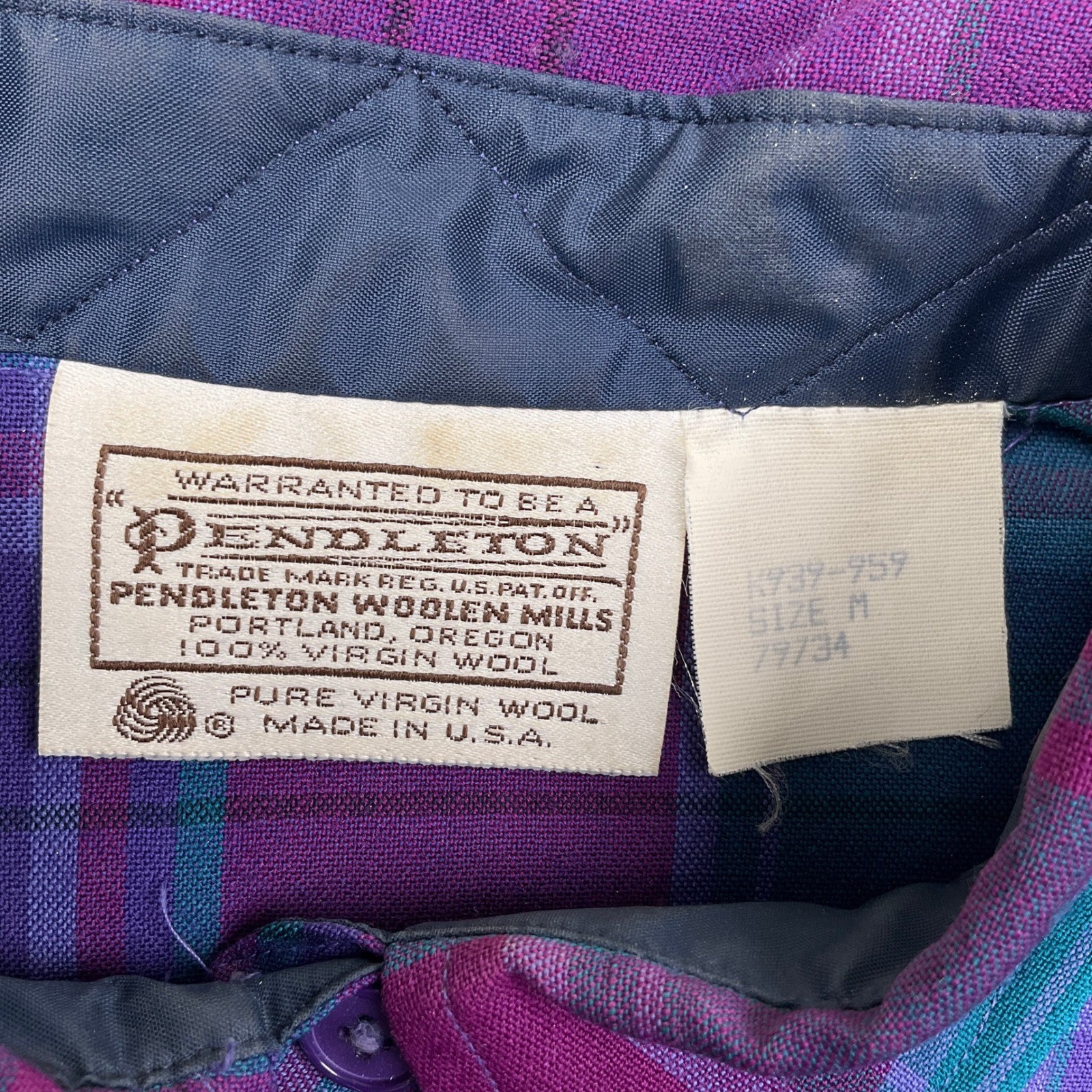 Pendleton Set Womens Medium/14 Purple Teal Tartan Plaid Preppy 90s Office VTG