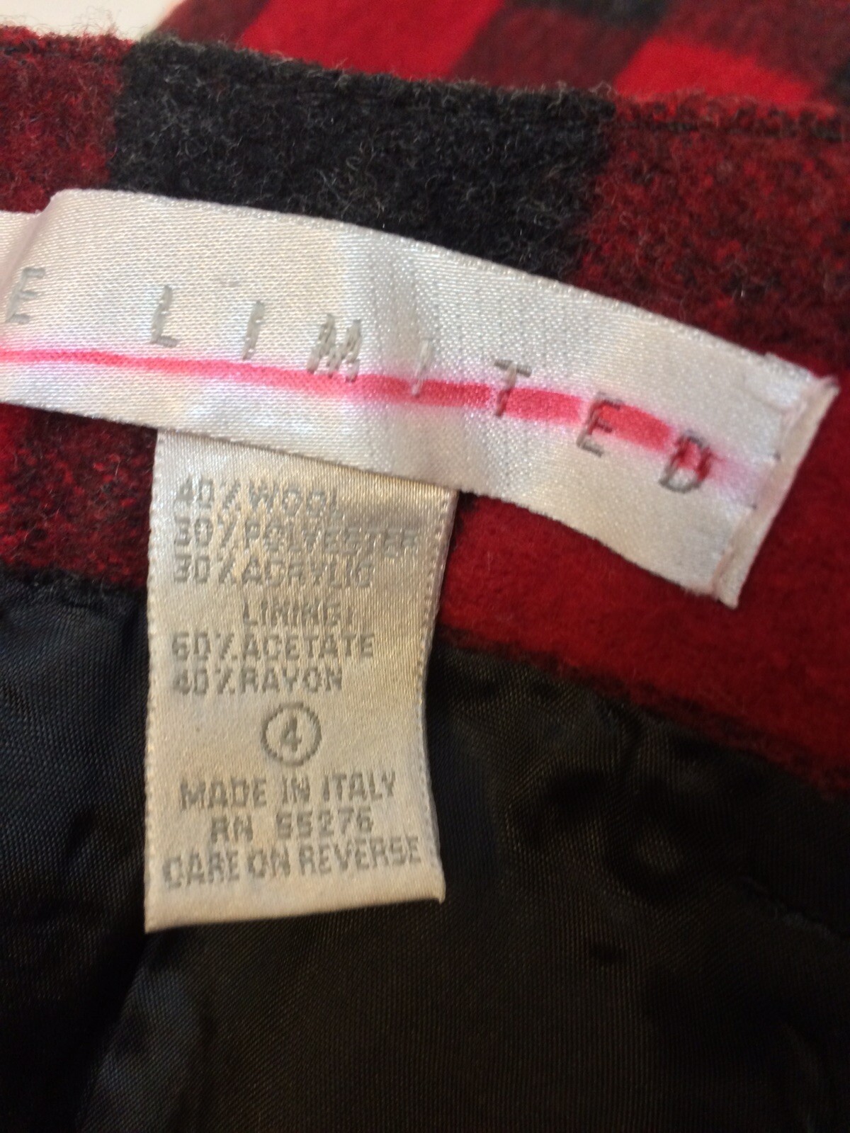 The Limited VTG 80s high waist shorts red check wool size 4 New Wave