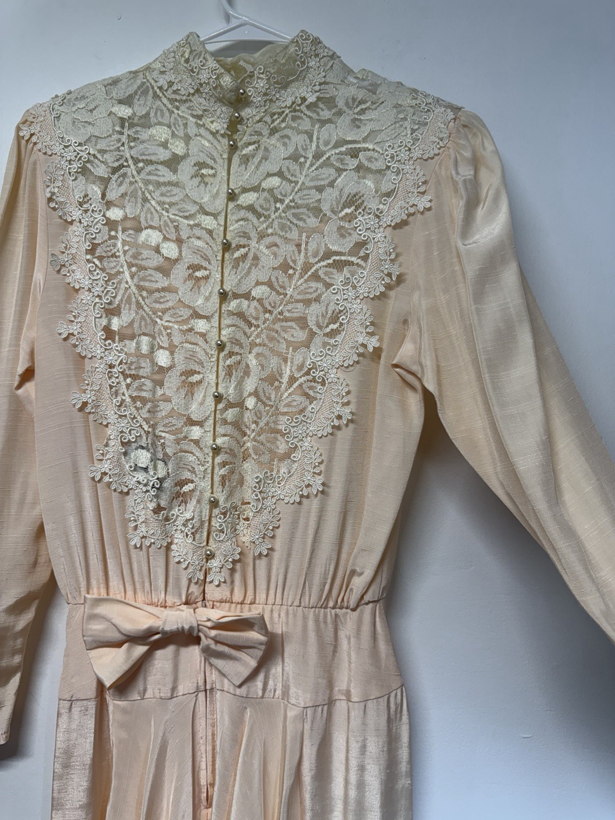 Miss Ashlee VTG Y2K Cottagecore Pink Lace Collar Tea Dress 70s Pearl Buttons