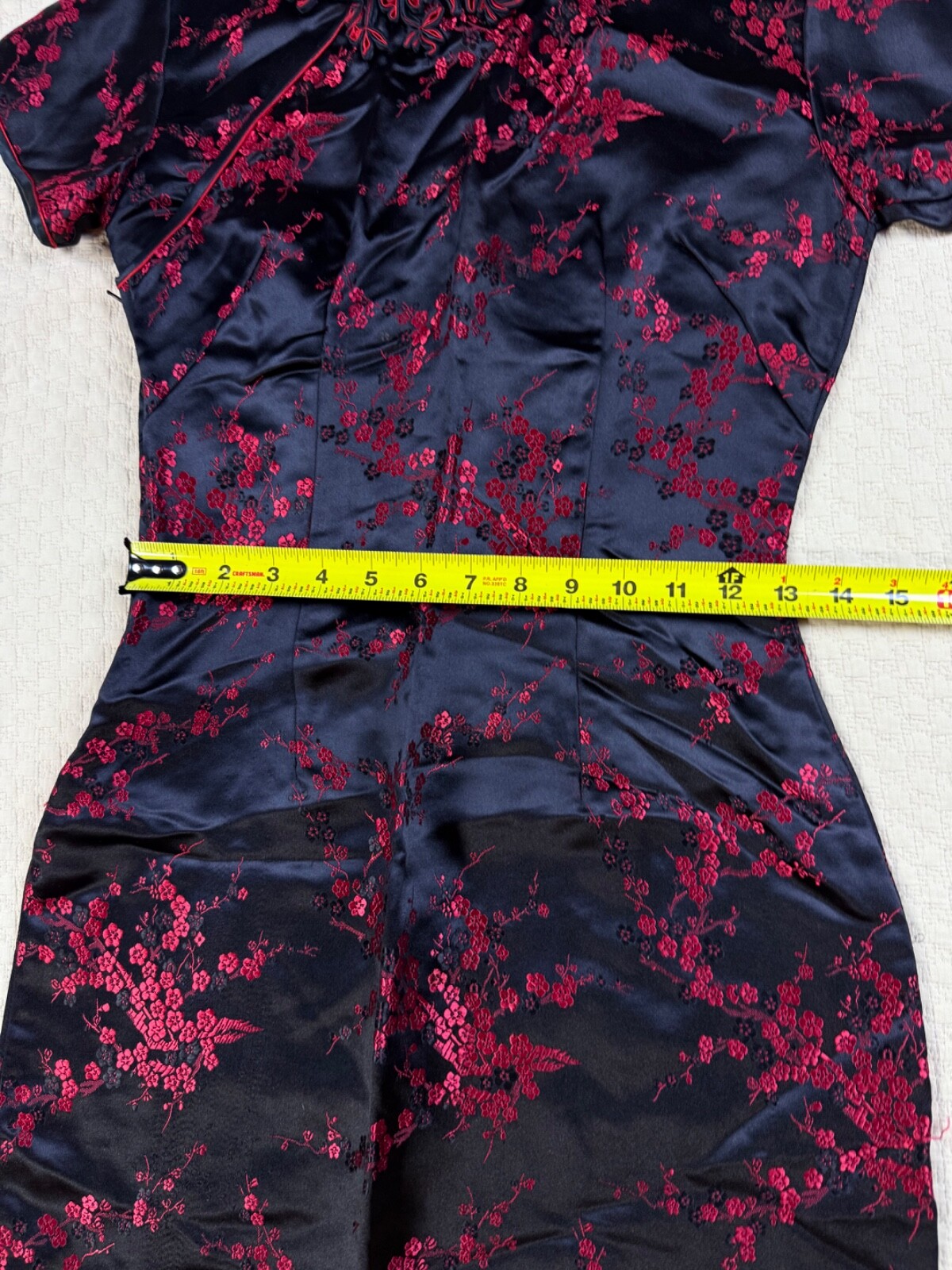 Vintage Traditional Cocktail Dress 1970s Asian | Black and Red | Size 36 Small