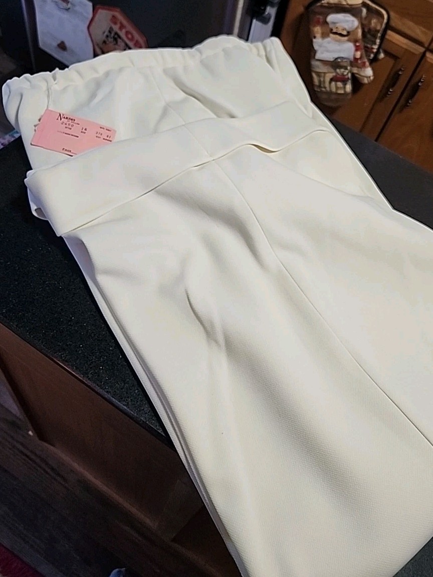 Vintage Nardis of Dallas Trousers White Wide Leg High Waist Size 16 Pull On NEW