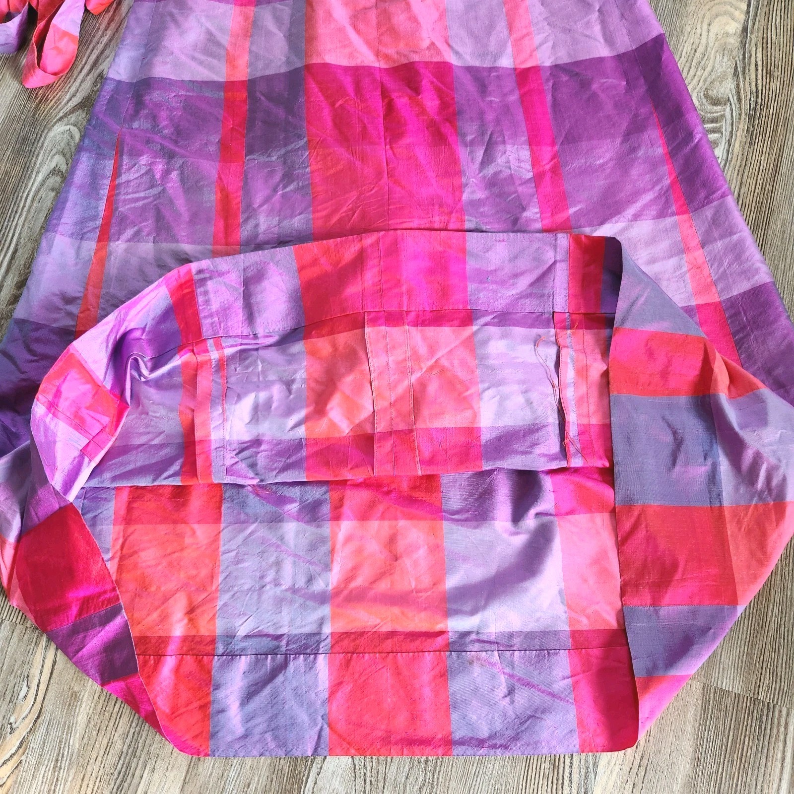 Vintage Jim Thompson Siamese Trader Thai Silk Belted Madras Kaftan Dress M 60s