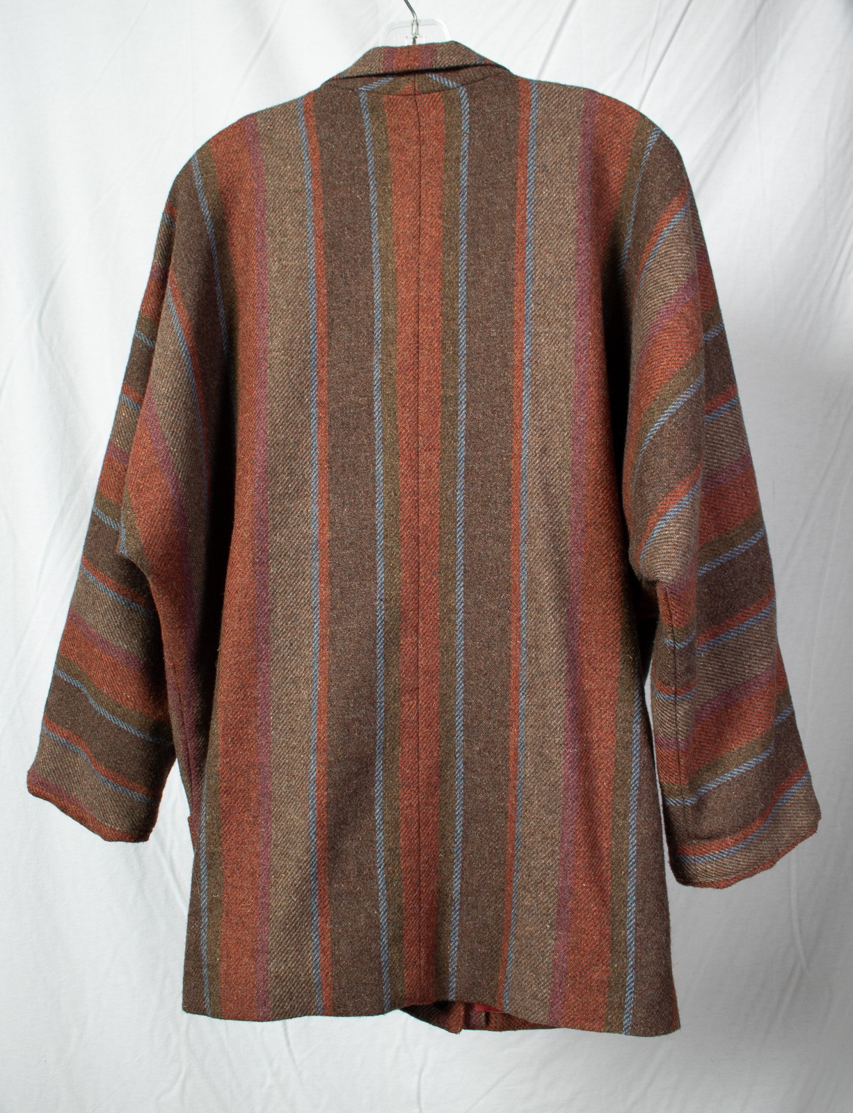 1970s Vintage Wool Tweed Dolman Sleeve Jacket Drop Waist Brown Orange Fall L