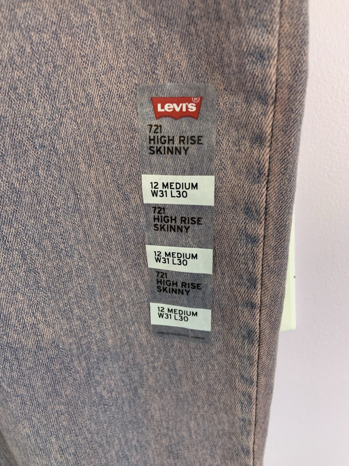 LEVIS 721 Skinny High Rise 31/30 Acid Washed Purple Hue NWT Rare!