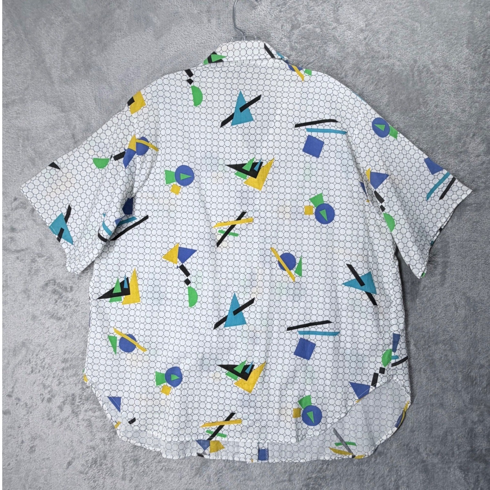 T.S. Reed Button Up Shirt Women 15/16 White Memphis Design Geometric Retro 80s