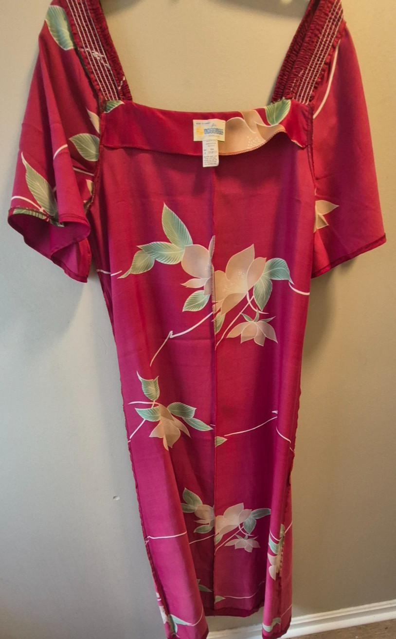 Vintage 1970s 1980s Andrade Honolulu Made in Hawaii floral sheath dress Sz 14