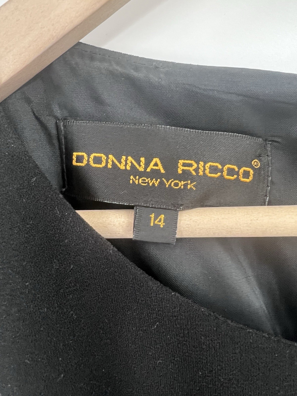 Vintage 90s Donna Ricco Black Shift Dress Rhinestone Buckle Detail Size 14 LBD