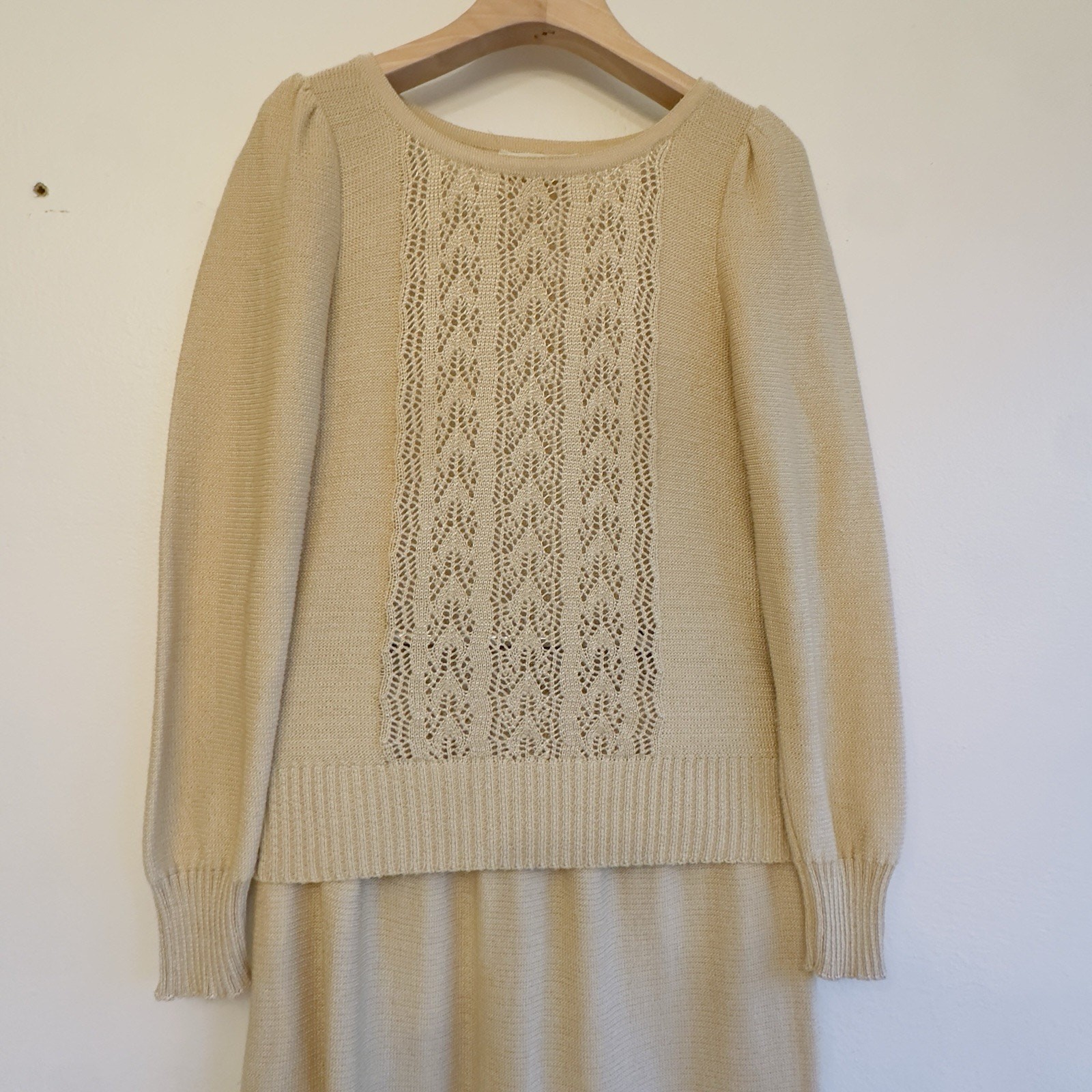 Vintage Vivanti Metallic Gold Knit Sweater & Skirt Set | Size 6 | Made in USA