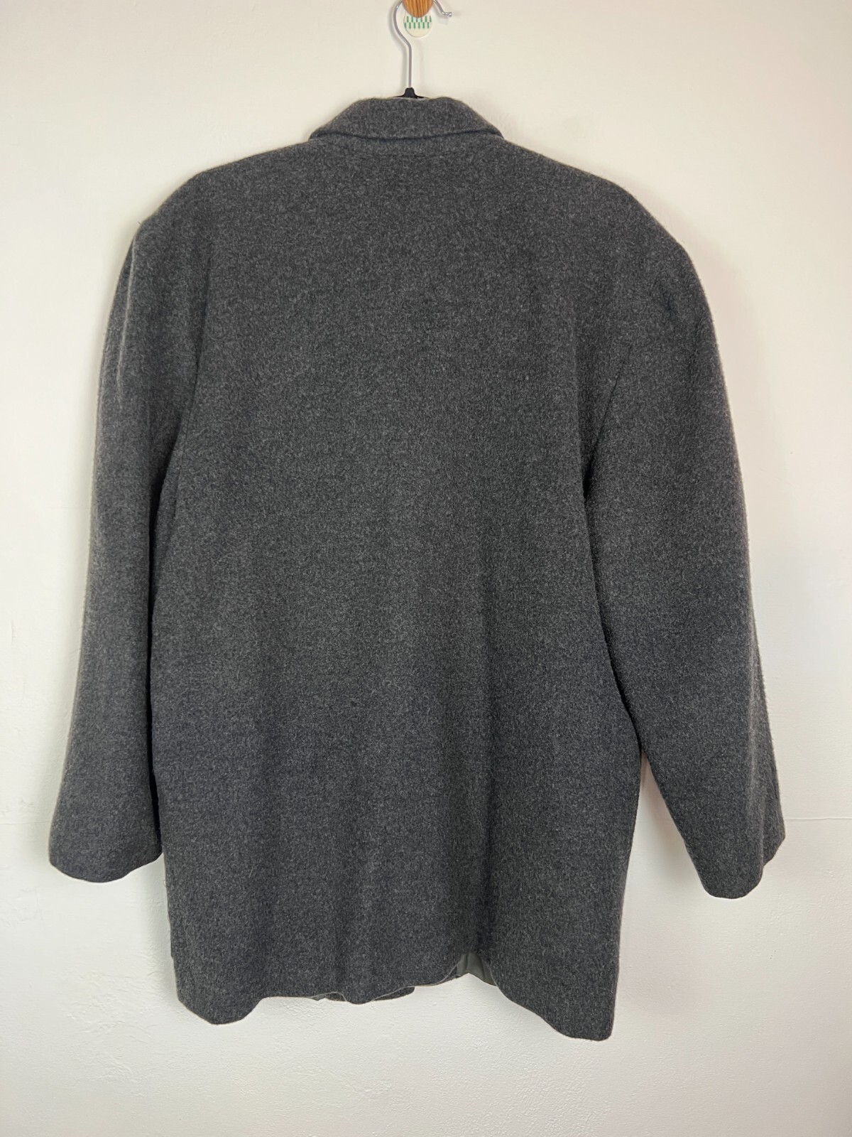 Vintage Henri Bendel 100% Cashmere Jacket Pea Coat Gray Winter Blazer 10 Large