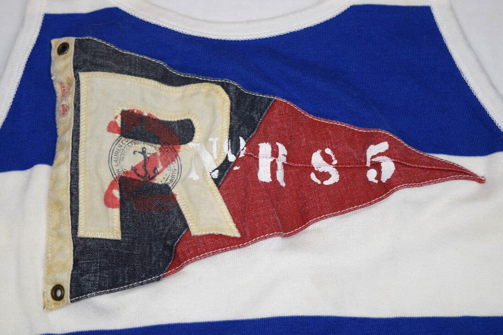Vintage Ralph Lauren Top Size M 80s Blue White Stripe International Yacht Club