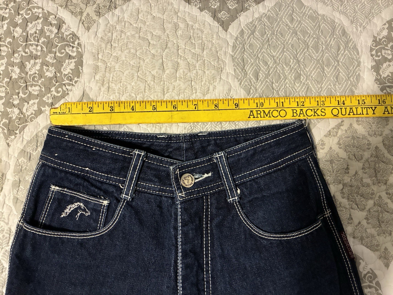 Vintage Jordache Dark Wash Jeans W/Horse Head Logo White Stitch Women’s Size 27
