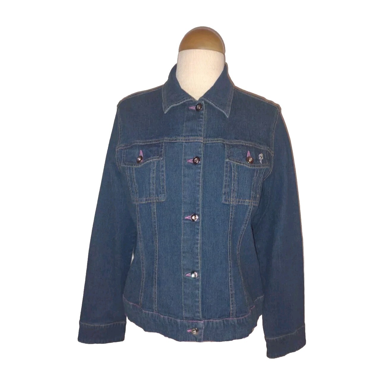 Vintage Classic Cappagallo Denim Jacket Blue Jean Button Down Women’s SZ L