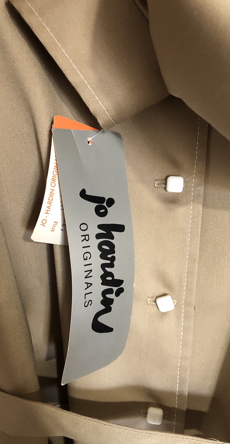 Vintage Jo Hardin Originals Dallas Khaki Tan Belted Jacket Top Shirt Sz 16 Tags