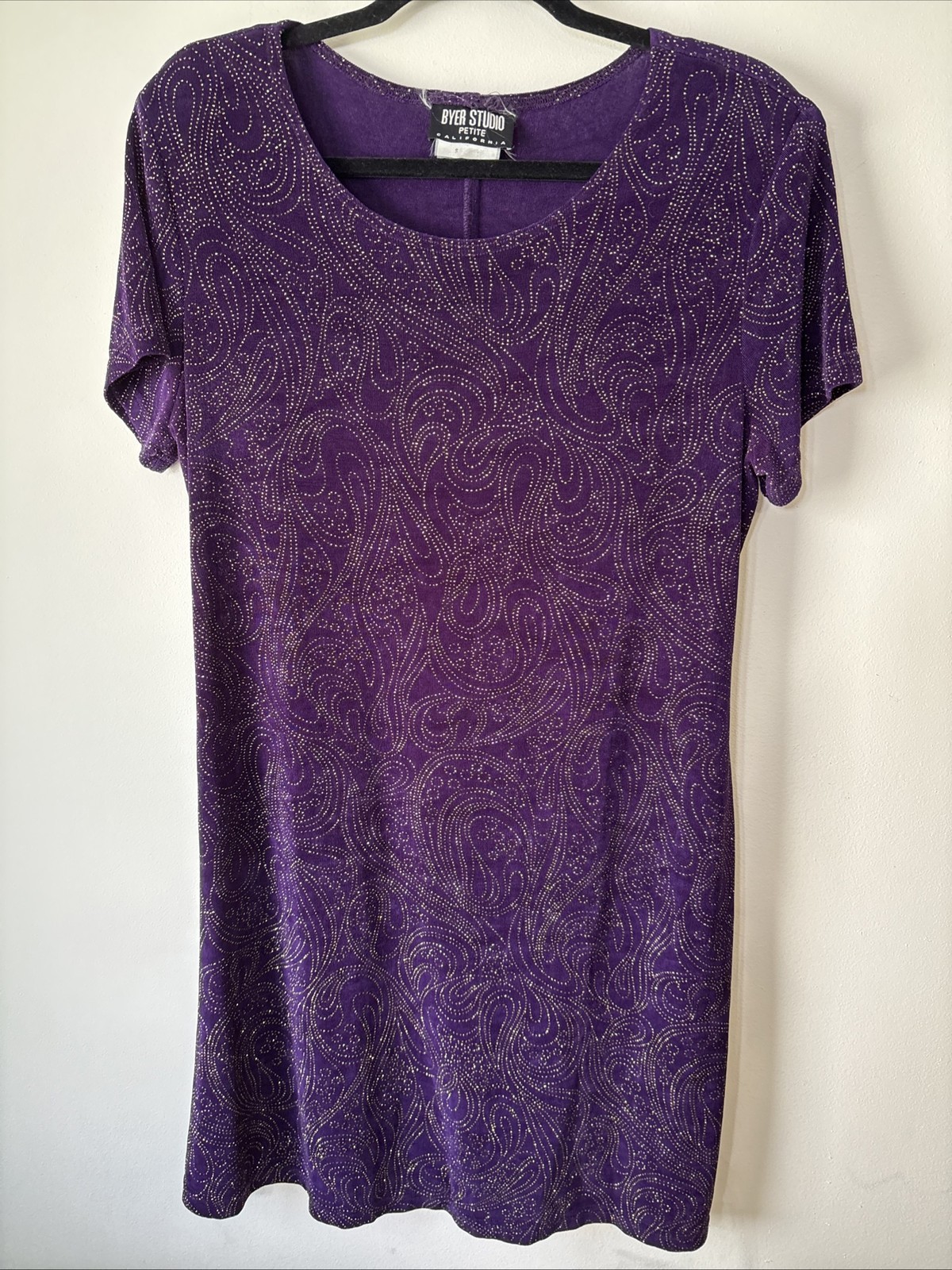 Vintage 90s Mini Dress PurpleGlitter Shimmer Stretchy Whimsy Goth Celestial Smal