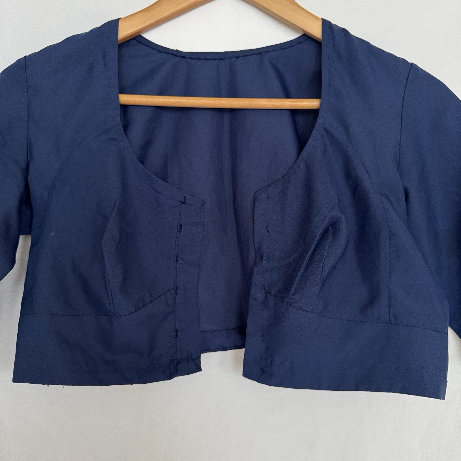Vintage 60s/70s Bolero Top Navy Blue Women’s Fitted Crop Top Xs-S