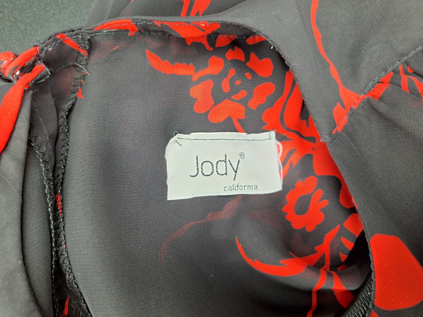 Vintage 80s 90s JODY California floral cottagecore goth dress Black/Red sz XS /