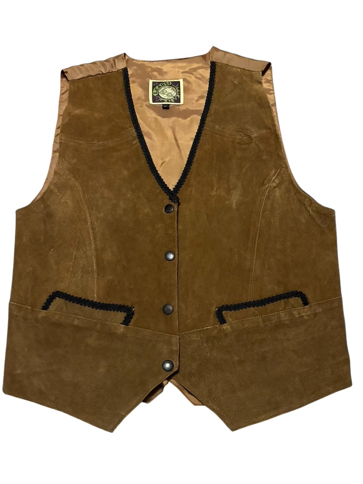 Learsi Vintage Brown Leather Vest, Size medium