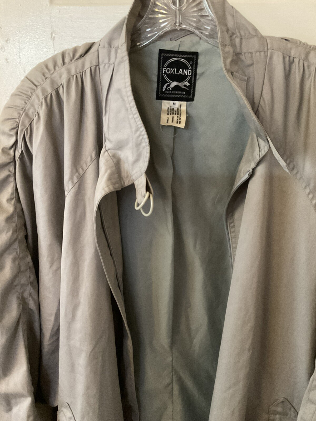 Vintage Y2K Rain Coat By Foxland Size M Circa 1980’s Gray Pleating Retro Vibes