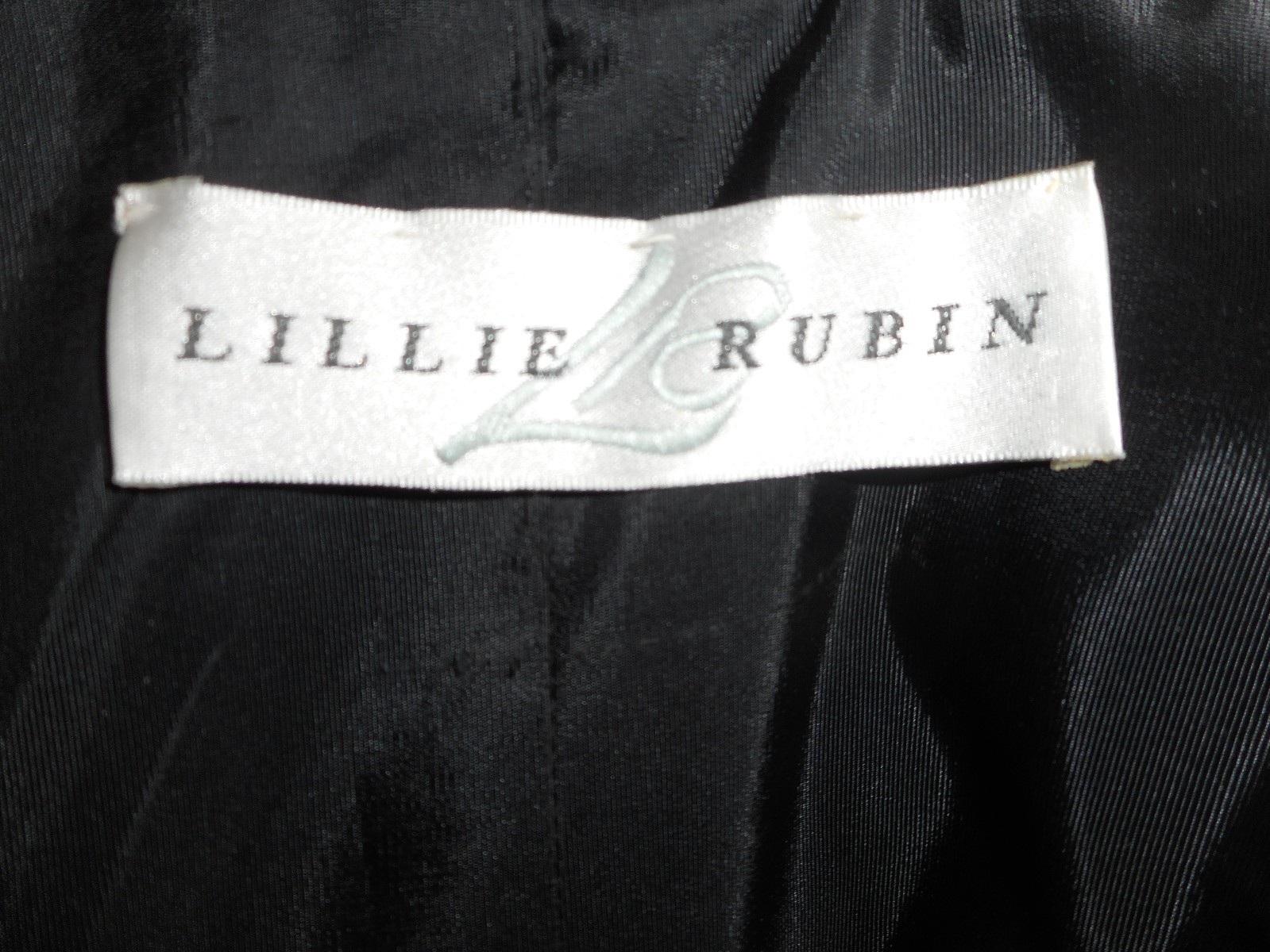 USA 4 Small Lillie Rubin B/W Formal Watteau Dress Chiffon Taffeta Crinoline