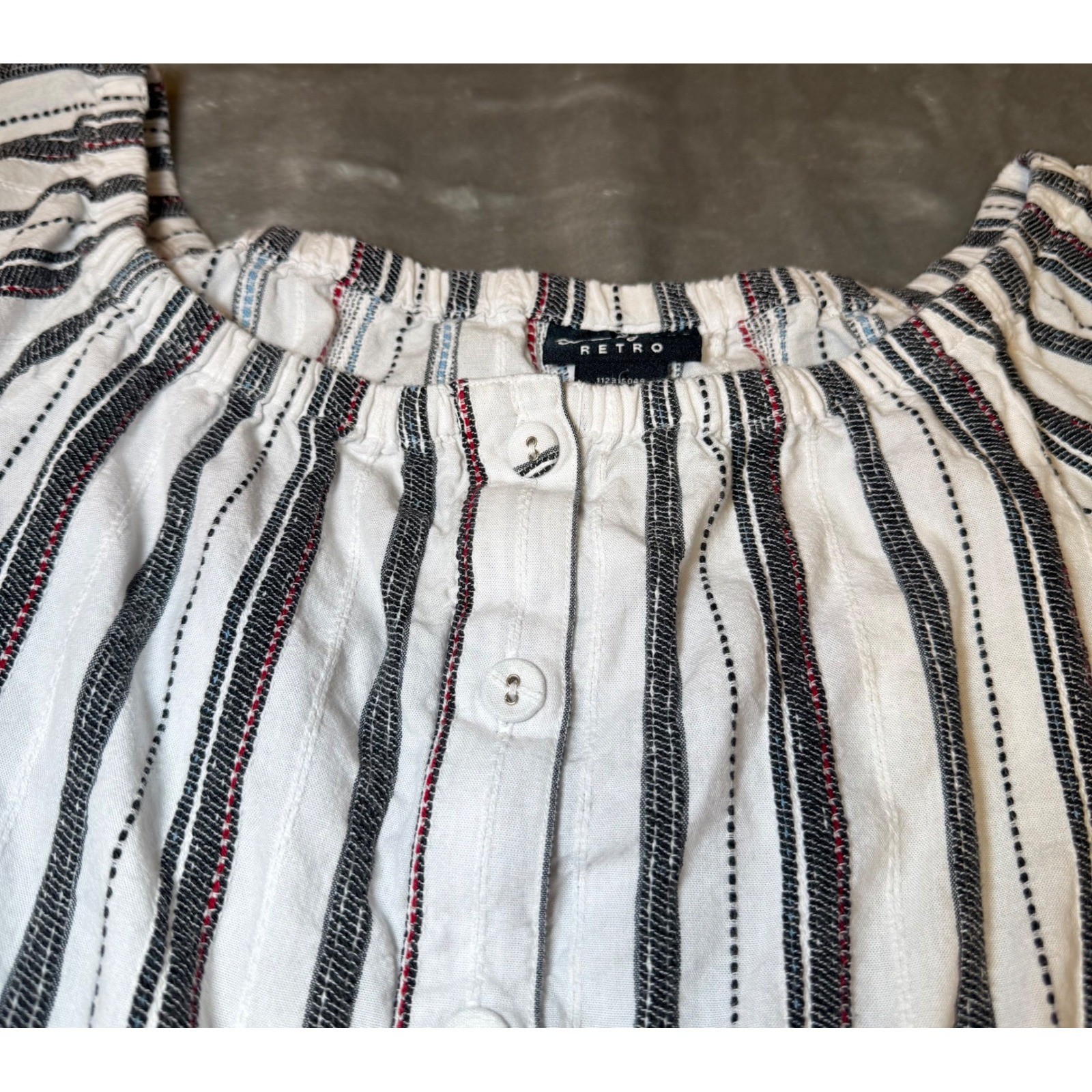 Wrangler Retro Womens Size Large Striped Dress Off Shoulder Cottagecore Boho