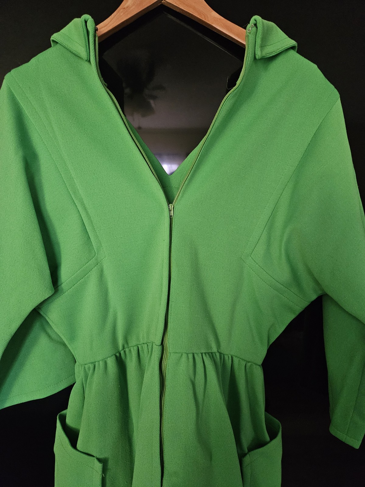 Vintage Nardis of Dallas Green Dress 3/4 Sleeve Dress 42″ SIZE Med Large
